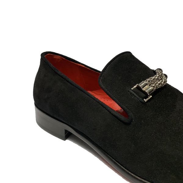 Emilio Franco shoes loafer black suede slip on red sole Emilio Franco Shoes | AmbrogioShoes.com main image 2