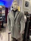 LBM Over Coat: Light Grey Flannel Wool with Back Strap & Cuffed Sleeves