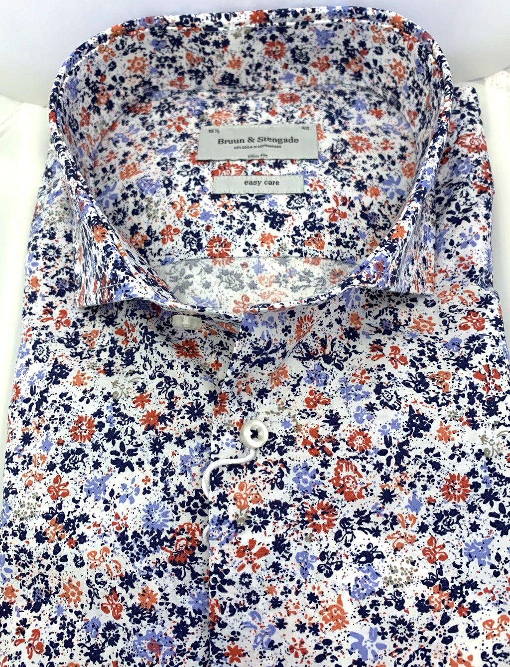 Bruun & Stengade Shades of White, Blue and Red Floral Sport Shirt