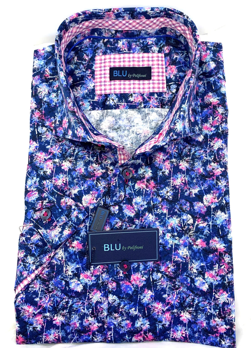 BLU by Polifroni Blue & Purple Floral Sport Shirt San Marko NY BLU by Polifroni Blue & Purple Floral Sport Shirt San Marko NY