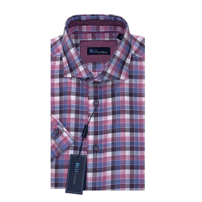 BLU by Polifroni Blue & Pink Short Sleeve Sport Shirt – San Marko NY