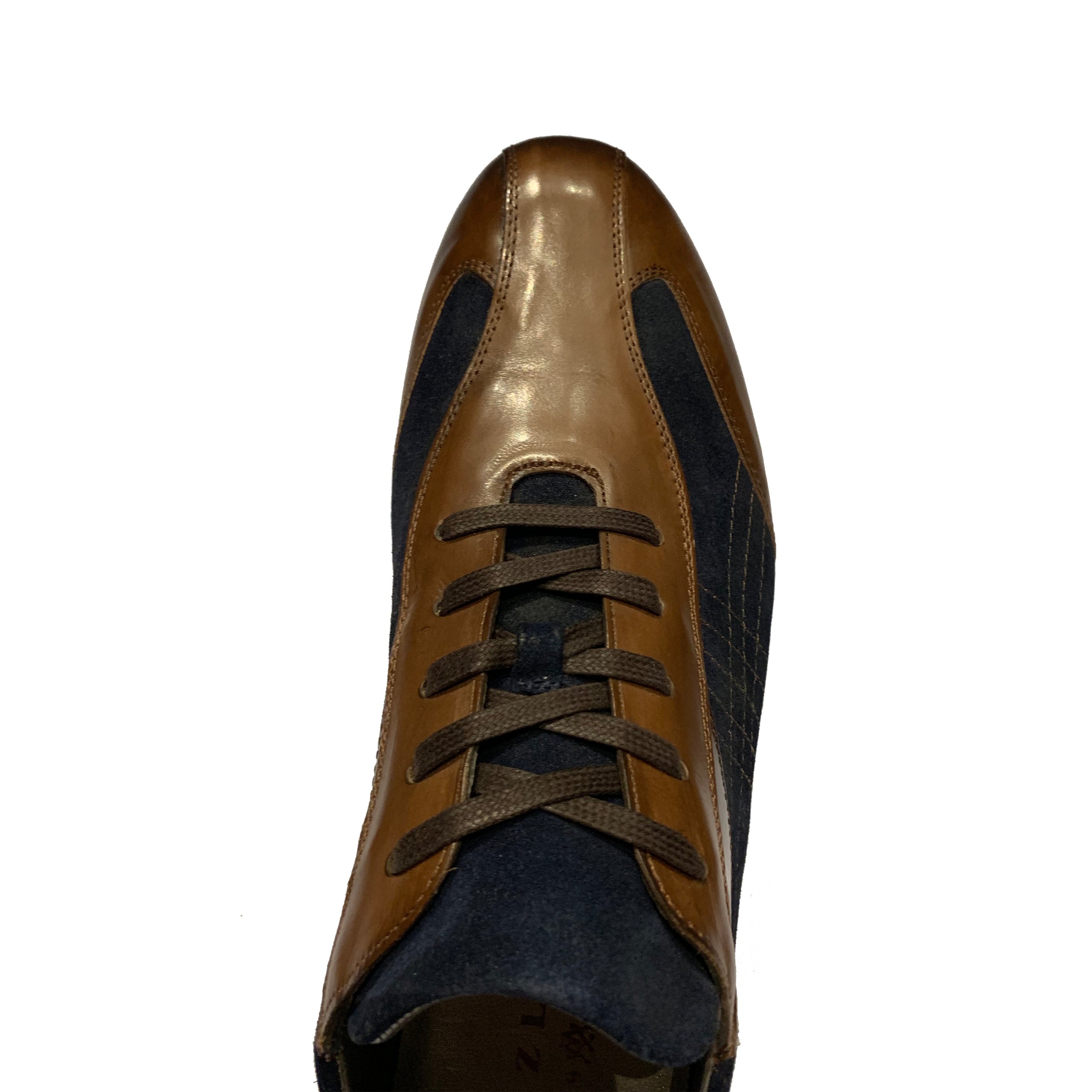 Mezlan Brown & Navy Leather Lace Up Sneakers San Marko NY Mezlan Brown & Navy Leather Lace Up Sneakers San Marko NY