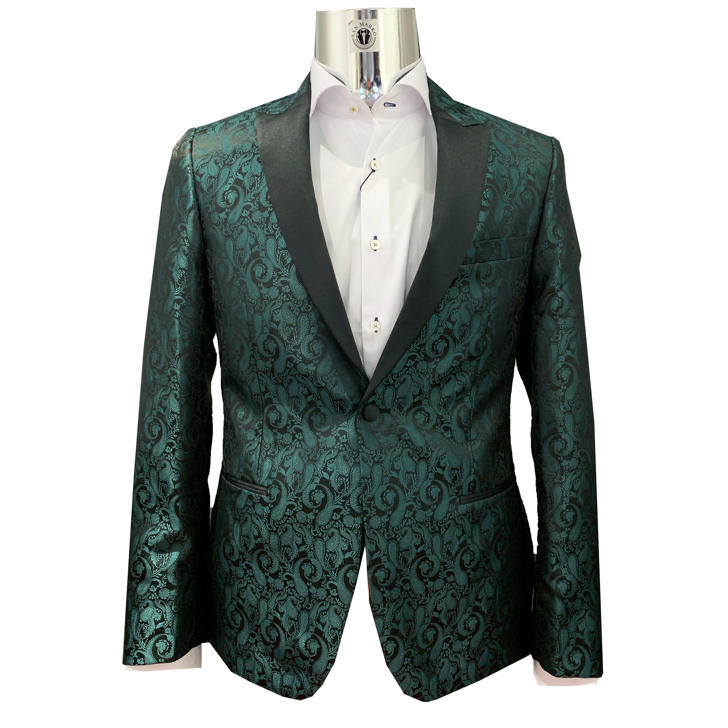 Couture 1910 Slim Fit Hunter Green Paisley Tuxedo Jacket – San