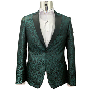 Couture 1910 Slim Fit Hunter Green Paisley Tuxedo Jacket