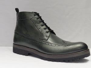 ON-SALE: Emilio Franco Hunter Green Wingtip Lace Up Boot with Vibram Bottom