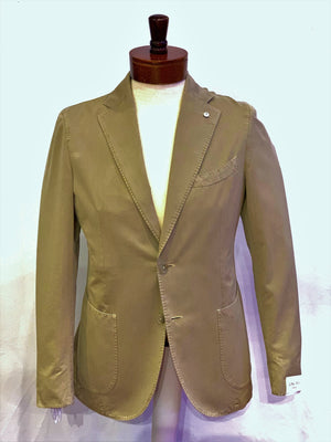 LBM Sport Jacket: Tan Slim Fit, Combed Cotton, with Unlined Body & Soft Shoulder