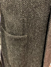 LBM Over Coat: Dark Grey Herringbone Wool Tweed with Patch Pockets