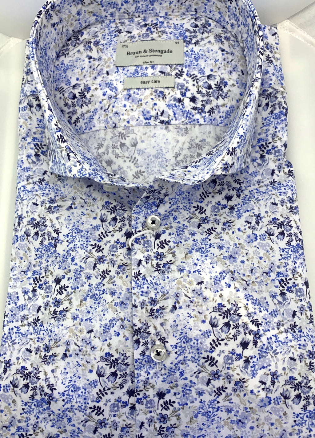 Bruun & Stengade Shades of Blue and Grey Floral Sport Shirt