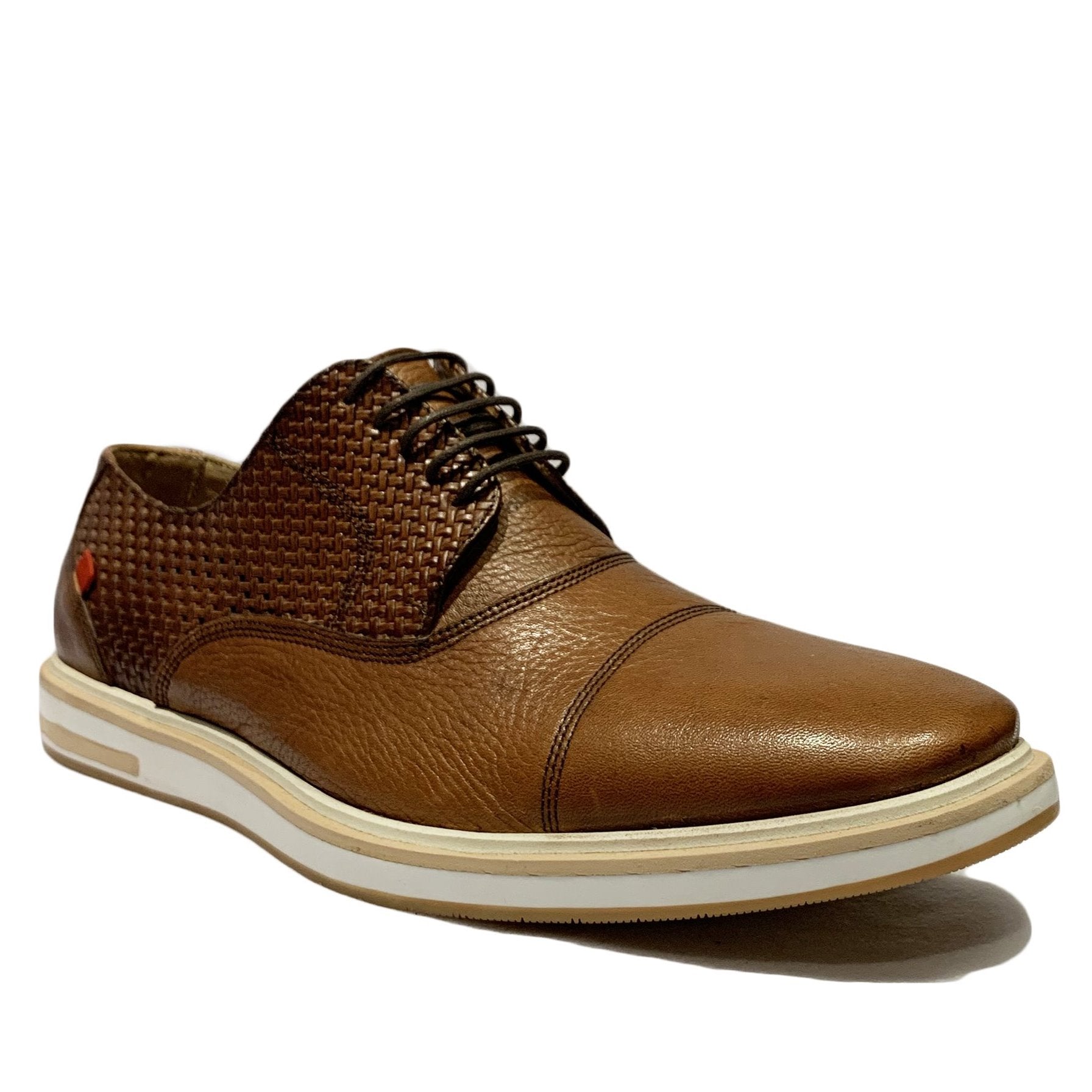 Marc Joseph Cognac Brown Leather Cap Toe Lace Up Sneaker