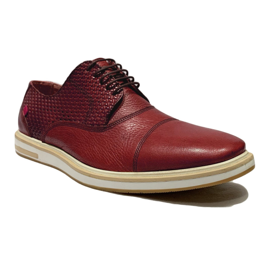 Marc Joseph Red Leather Lace Up Cap Toe Sneaker Shoes