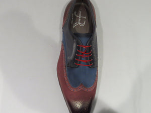 Jose Real Wine & Blue Multi-Toned Wingtip Sneaker Lace Up Shoes w/ Spanish Toe
