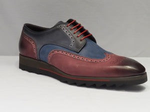 Jose Real Wine & Blue Multi-Toned Wingtip Sneaker Lace Up Shoes w/ Spanish Toe