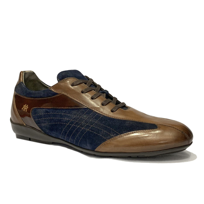 Mezlan Brown & Navy Leather Lace Up Sneakers