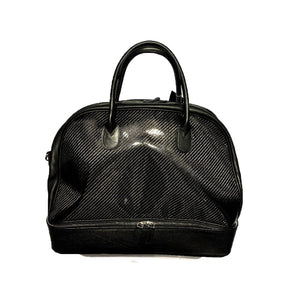 Fresco Black Leather & Carbon Fiber Travel Bag