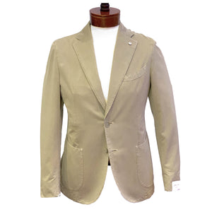 LBM Sport Jacket: Tan Slim Fit,  Cotton Flax with Unlined Body & Soft Shoulder
